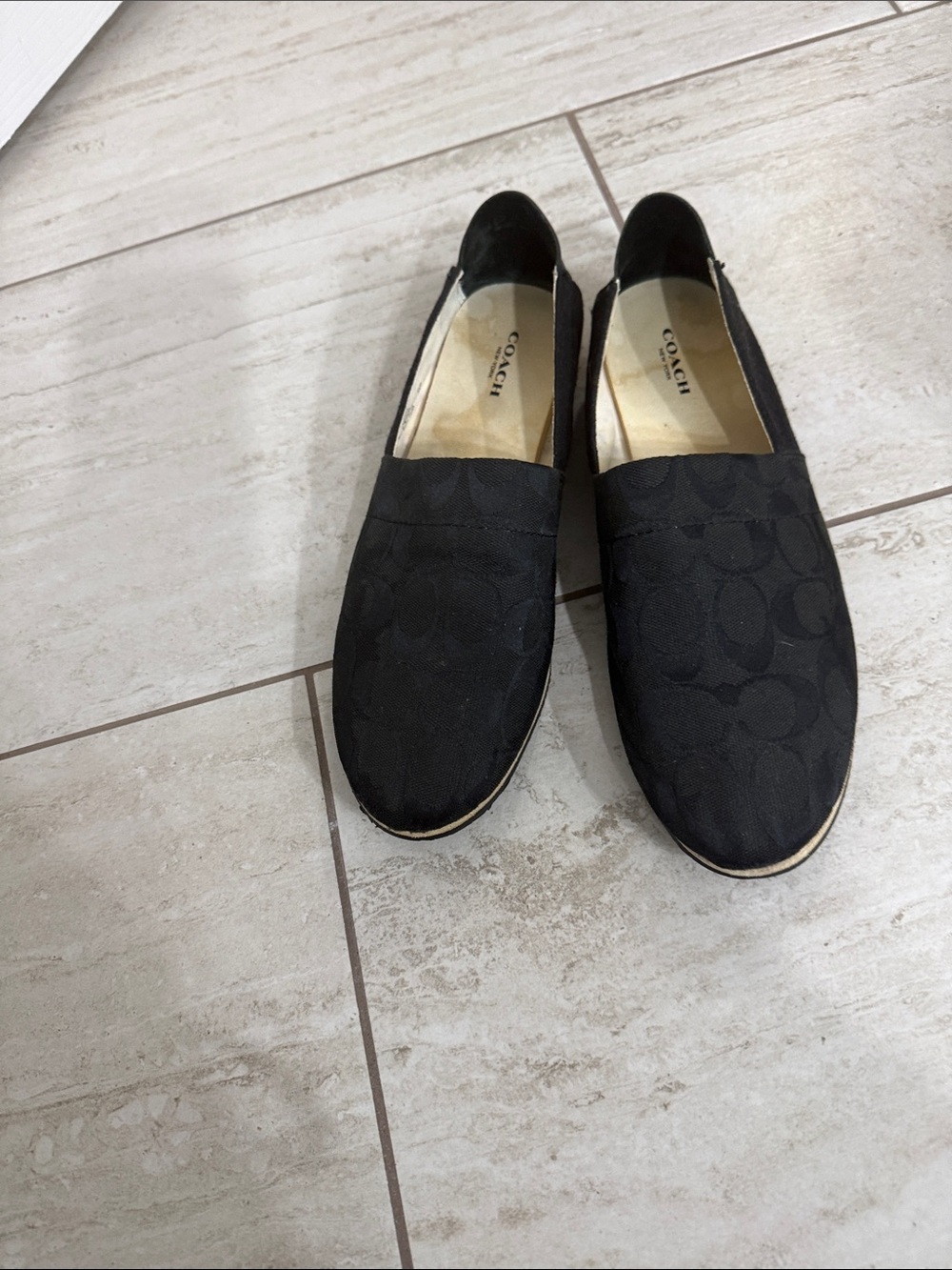 Coach Black Signature Canvas Slip-On Loafers..size 9 ..preowned